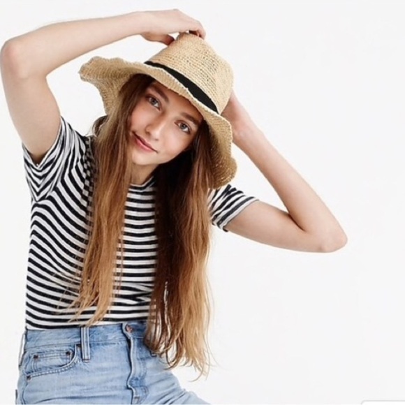 J. Crew 100% Rafia Women's Packable Straw Hat, Size M/L - Picture 2 of 13